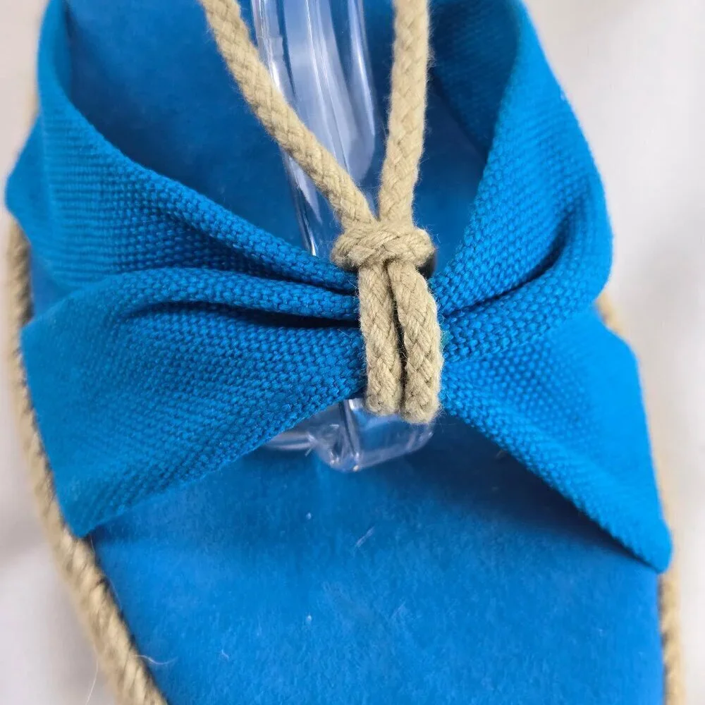 Lauren Ralph Lauren Sz 8B Amelie Turquoise Lace Up Esdaprille Sandal Wedge Heel